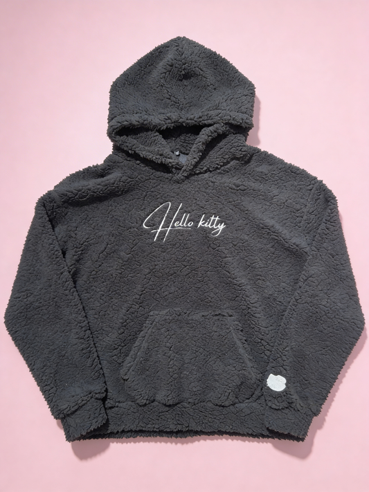Hey Kitty Fluffy Oversized Hoodie - Black/Černá
